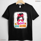 Peace Out 5th Grade Messy Bun Girl Elementary School Moving Up Graduation T-Shirt
