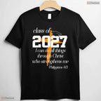 Class Of 2027 Christian Graduation High School Senior Religious Faith Shirt