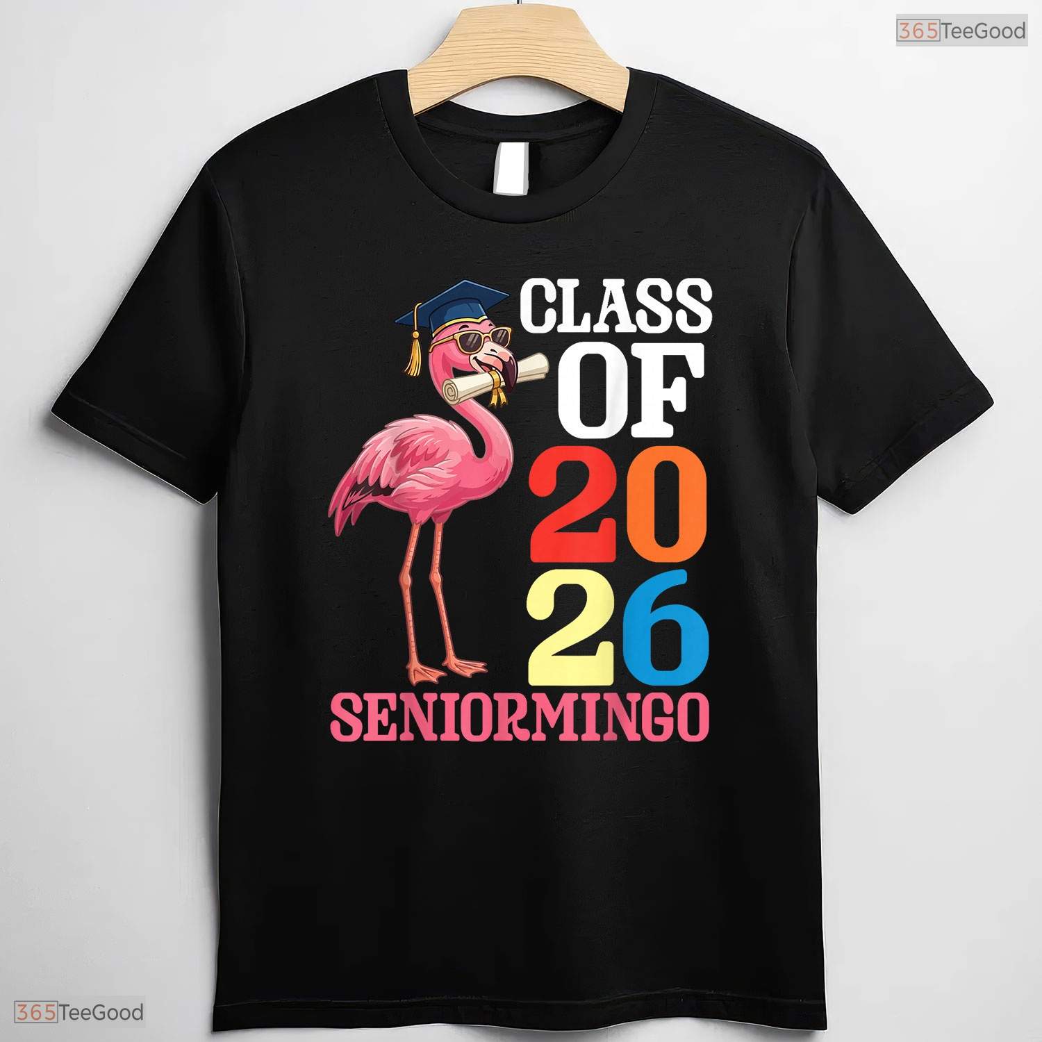 Seniormingo Funny Flamingo Class Of 2026 Senior Tropical Graduation T-Shirt