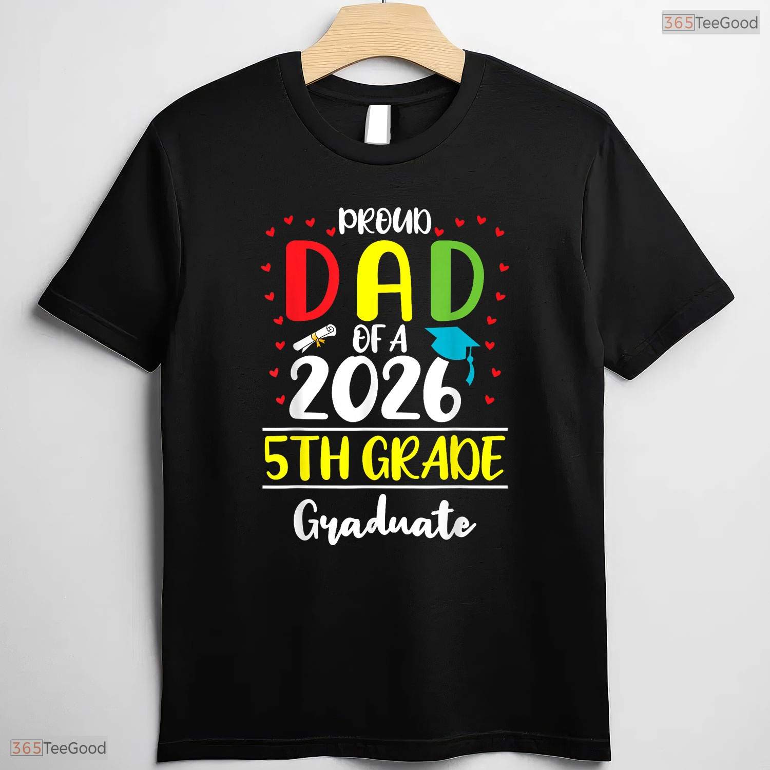 Funny Proud Dad Of A Class Of 2026 5th Grade Graduate Youth Ceremony T-Shirt
