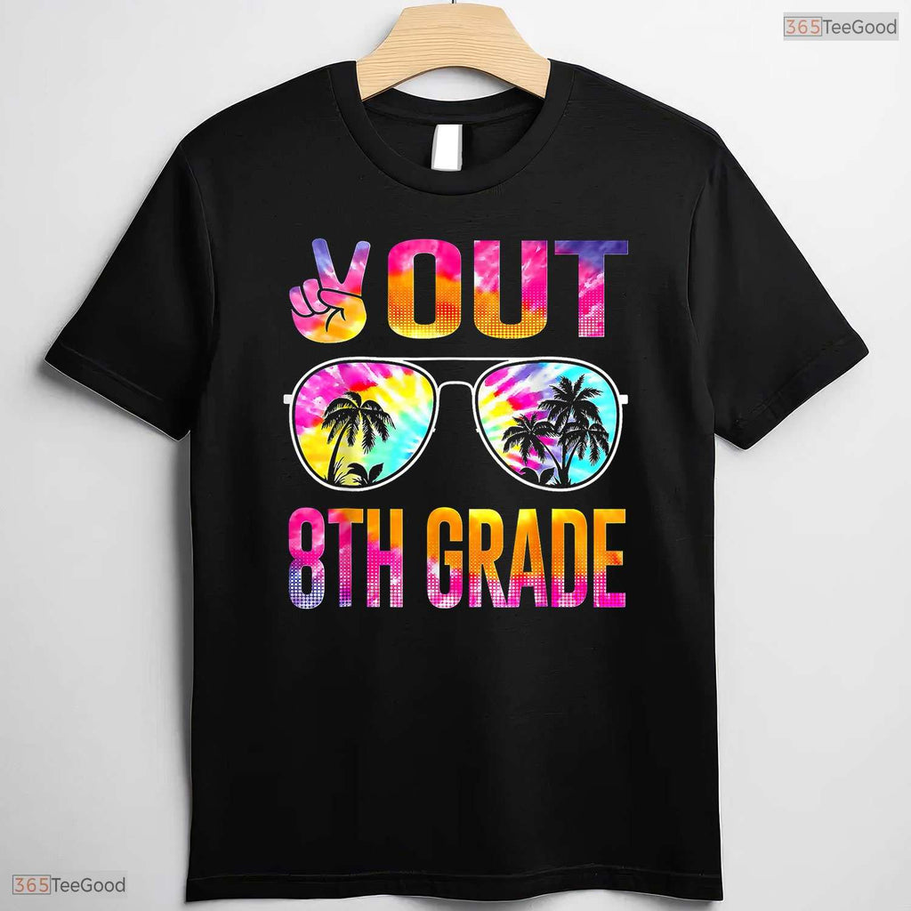 Peace Out 8th Grade Tie Dye Last Day Of School Middle School Graduation T-Shirt