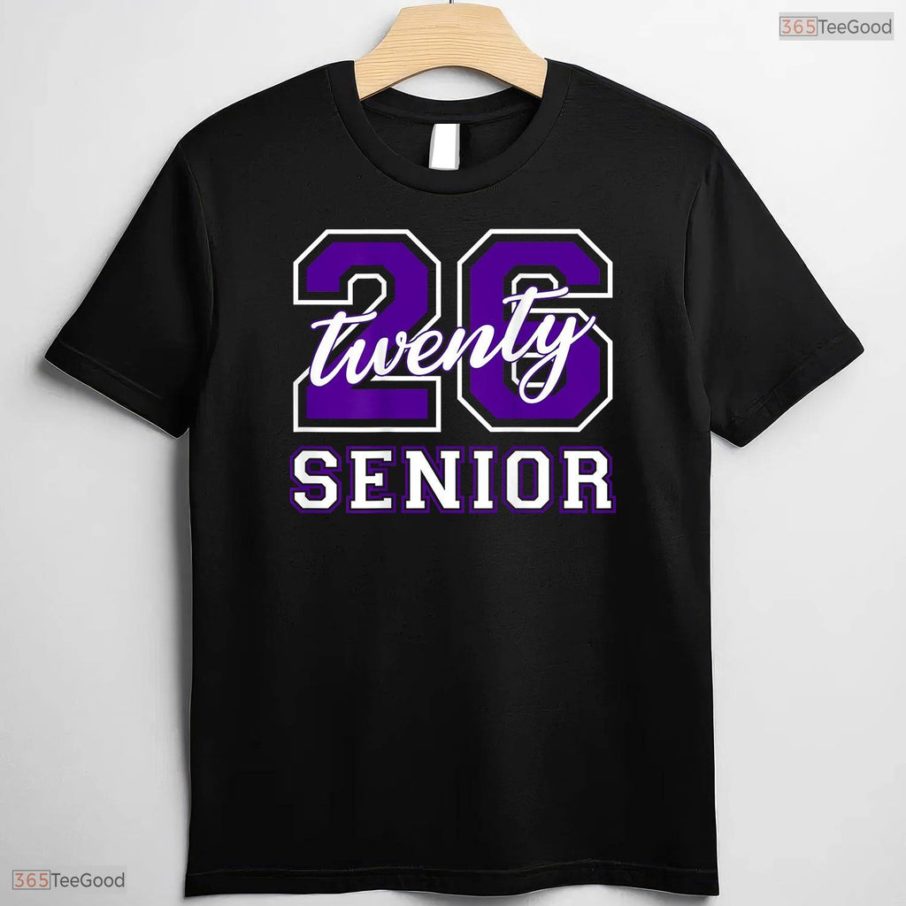 Senior Class Of 2026 Graduation Purple Letters On Back High School Party Shirt