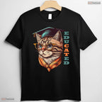 Funny Educated Cat In Graduation Cap Cute College Graduate Celebration Shirt