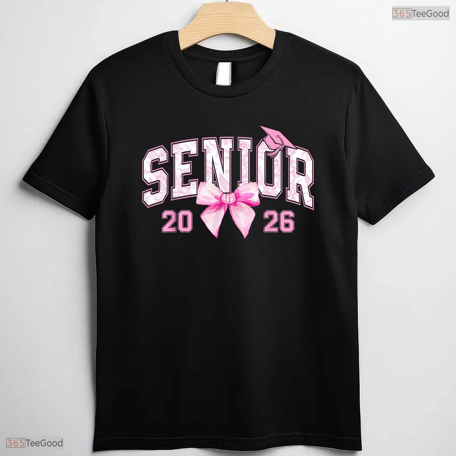 Cute Pink Bow Senior 2026 Coquette Class Of 2026 Graduation Apparel Girls Shirt