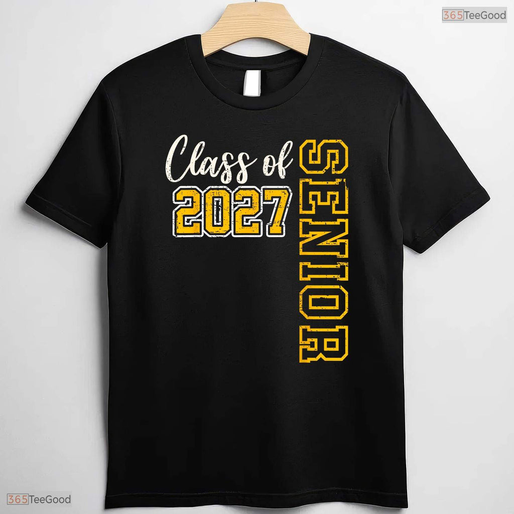 Class Of 2027 Senior High School Graduation Black And Gold Celebration Party T-Shirt