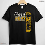 Class Of 2027 Senior High School Graduation Black And Gold Celebration Party T-Shirt