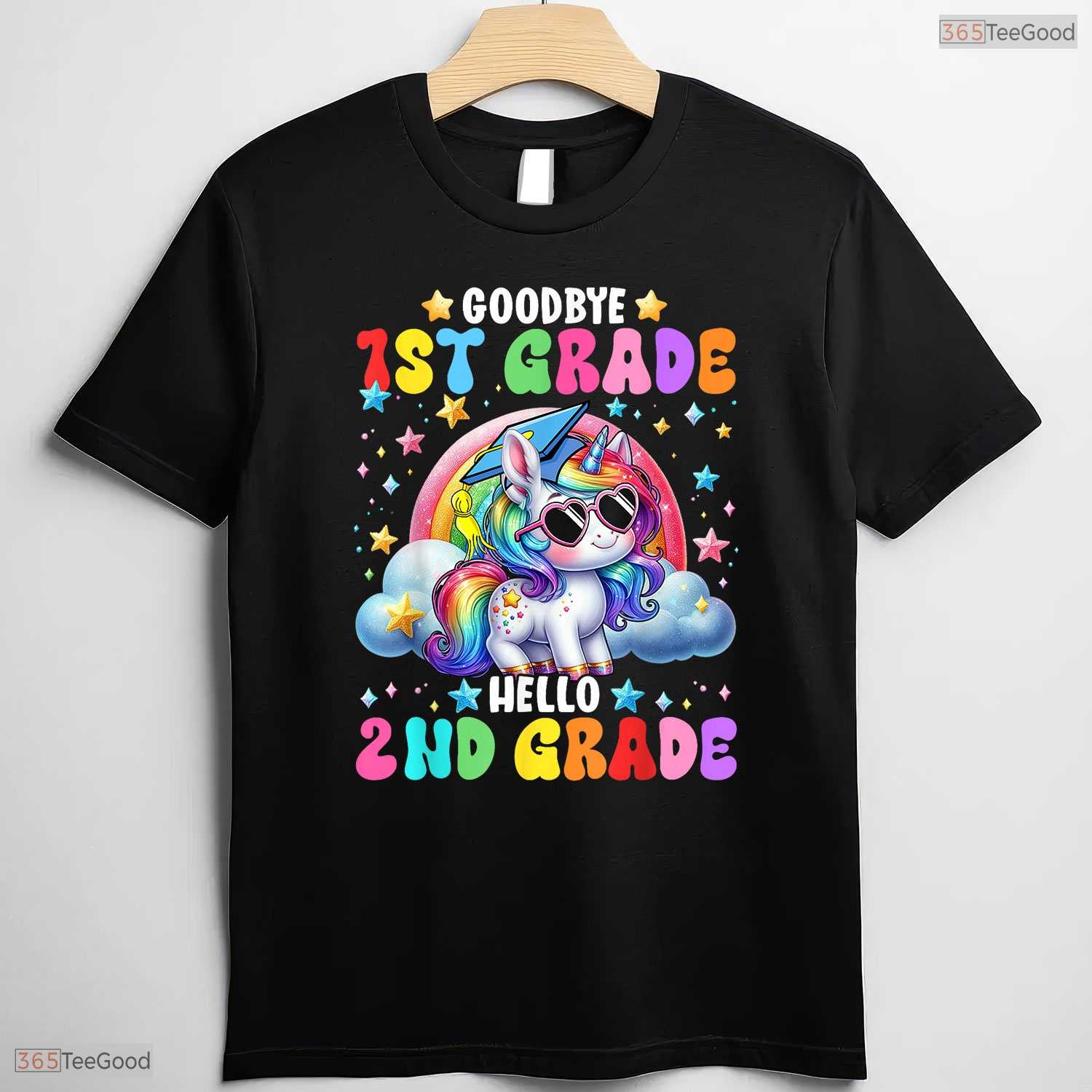 Cute Unicorn Goodbye 1st Grade Hello 2nd Grade Girls Moving Up Graduation Youth Shirt