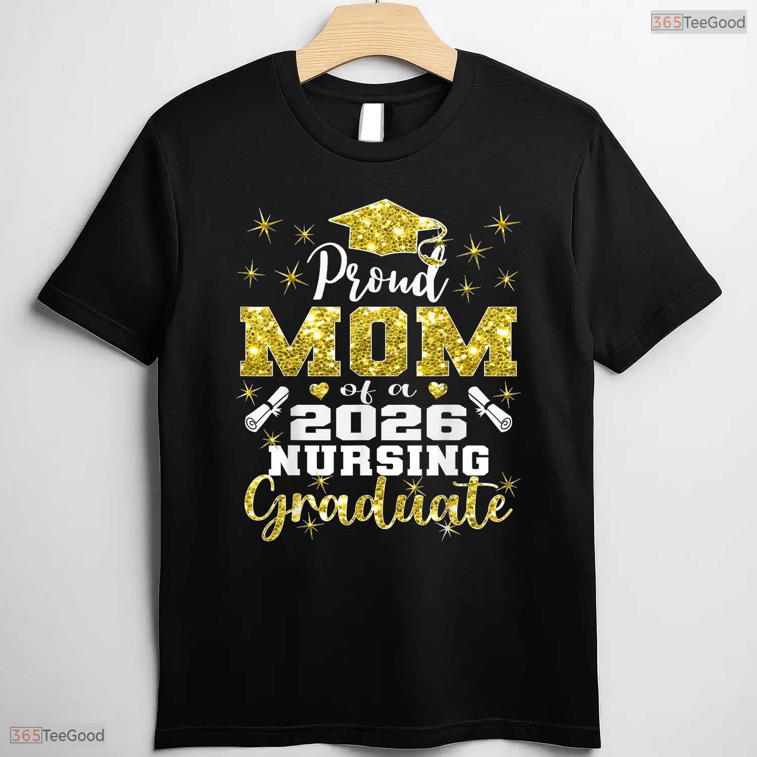Supportive Proud Mom Class Of 2026 Nursing Graduate Nurse Ceremony T-Shirt