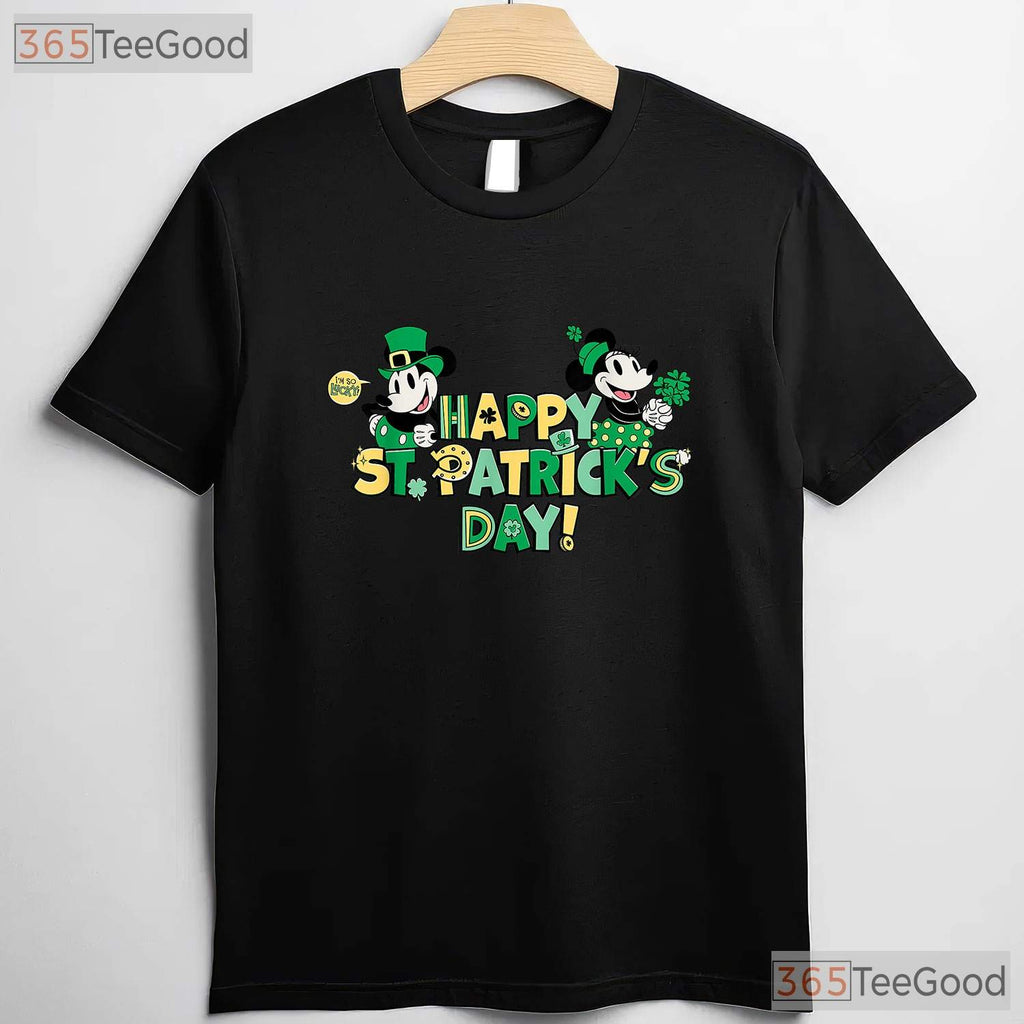 Vintage Disney Mickey - Minnie St Patricks Day T-Shirt Retro Couple Tee