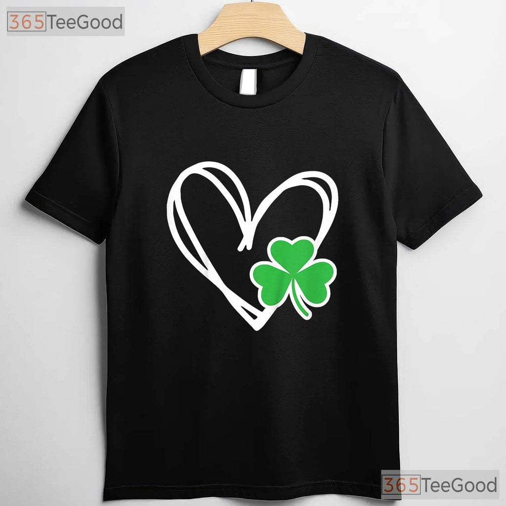 Girls Heart Shamrock St Patricks Day T-Shirt Cute Toddler Baby Kids Tee
