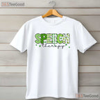 Groovy Speech Therapy SLP Shamrock St Patricks Day T-Shirt Teacher Tee