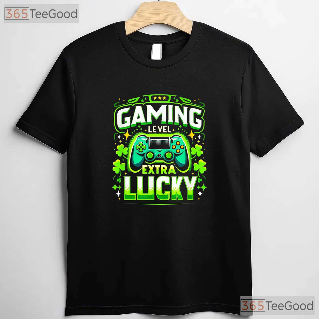 Gamer St Patricks Day T-Shirt Video Game Controller Boys Kids Funny Tee