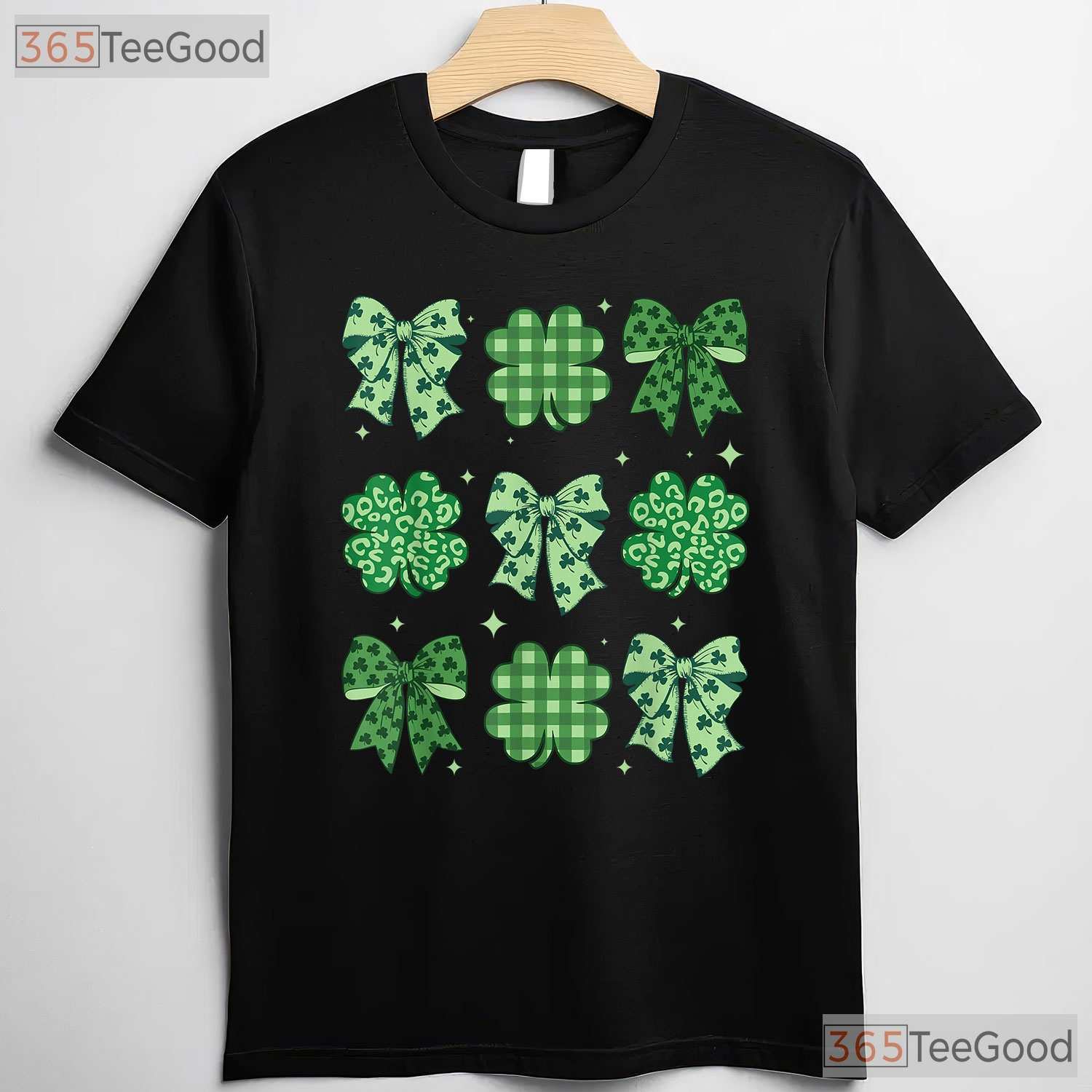 Coquette Bow Shamrock St Patricks Day T-Shirt Cute Ribbon Irish Girl