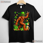 Bigfoot Sasquatch Carrying Shamrock St Patricks Day T-Shirt Hide Seek Champ