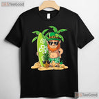 Surfing Leprechaun Hawaiian St Patricks Day T-Shirt Tropical Aloha Irish Tee