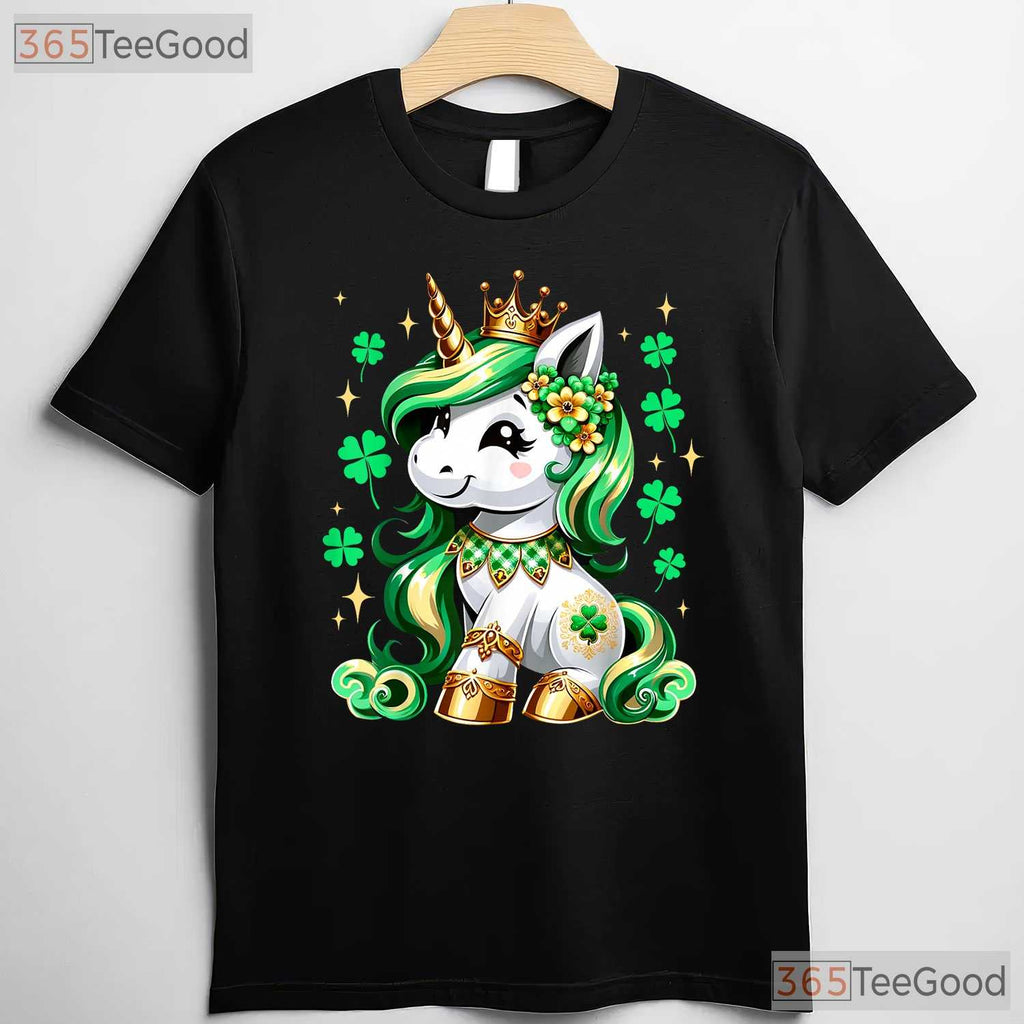 Cute Unicorn Shamrock St Patricks Day T-Shirt Magical Lepricorn Girls Kids