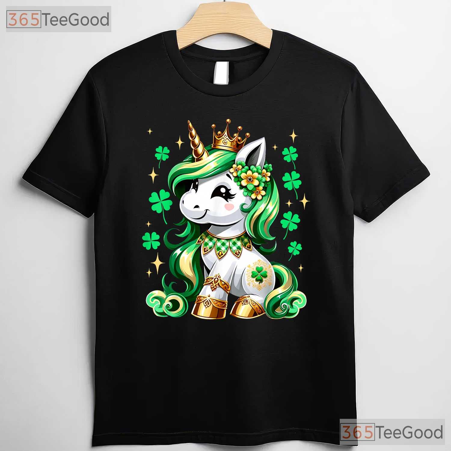 Cute Unicorn Shamrock St Patricks Day T-Shirt Magical Lepricorn Girls Kids