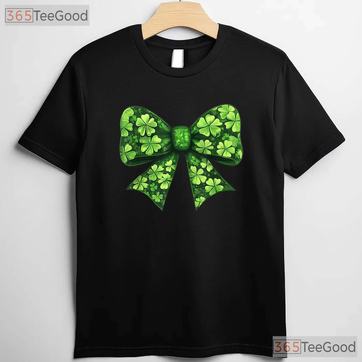 Coquette Bow Shamrock St Patricks Day T-Shirt Cute Ribbon Pink Green Girl