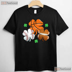 Shamrock Basketball Baseball St Patricks Day T-Shirt Sporty Irish Boys Tee