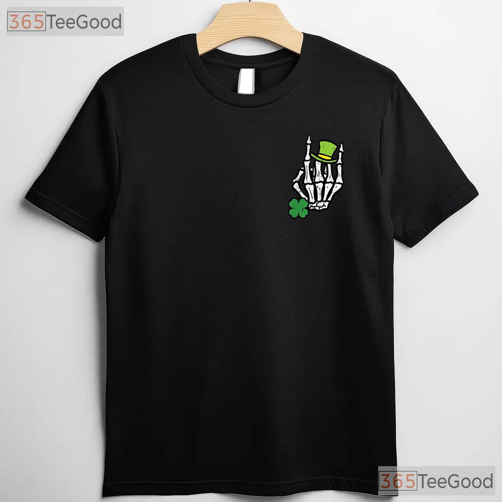 Skeleton Hand Rock On St Patricks Day T-Shirt Funny Music Lover Men Gift