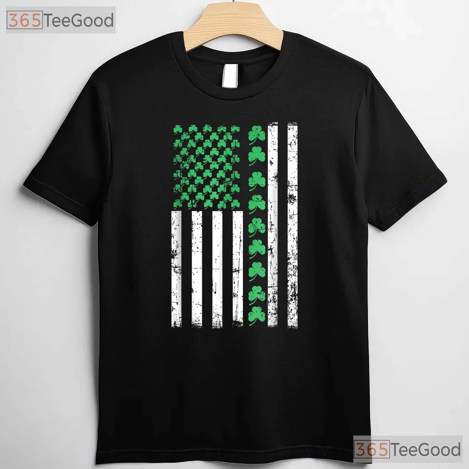 American Flag Irish St Patricks Day T-Shirt Patriotic Shamrock Men Gift
