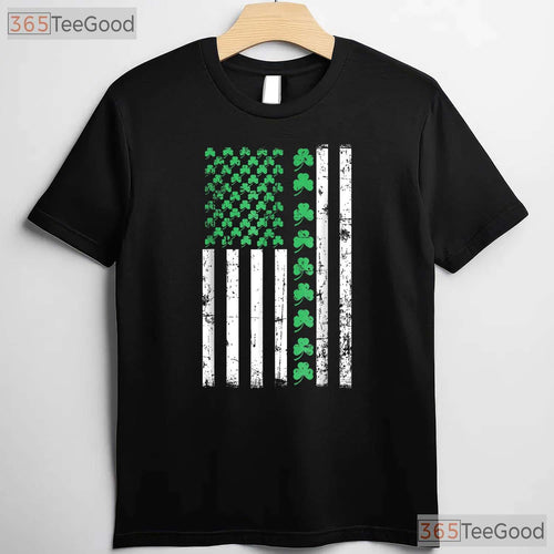 American Flag Irish St Patricks Day T-Shirt Patriotic Shamrock Men Gift