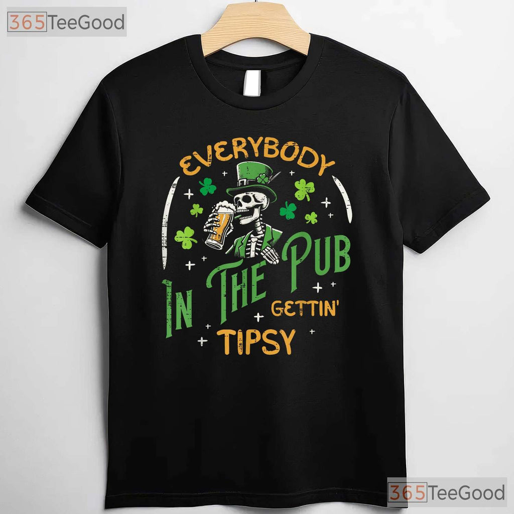 Inside Everybody Is Irish St Patricks Day T-Shirt Skeleton X Ray Men Tee