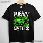 Pushing My Luck Tractor St Patricks Day T-Shirt Funny Farm Boys Toddler Tee