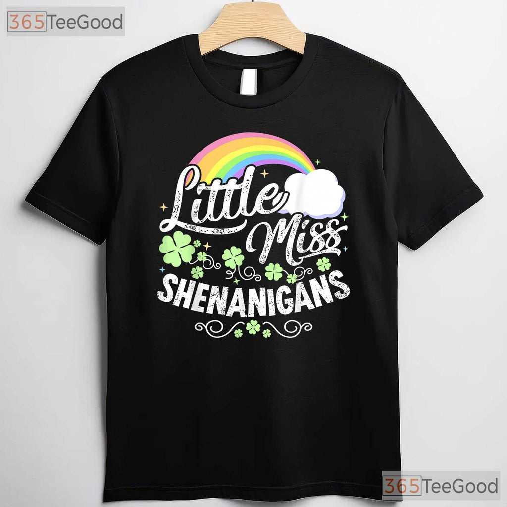Little Miss Shenanigans St Patricks Day T-Shirt Cute Retro Toddler Girl Tee