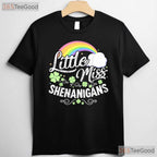 Little Miss Shenanigans St Patricks Day T-Shirt Cute Retro Toddler Girl Tee