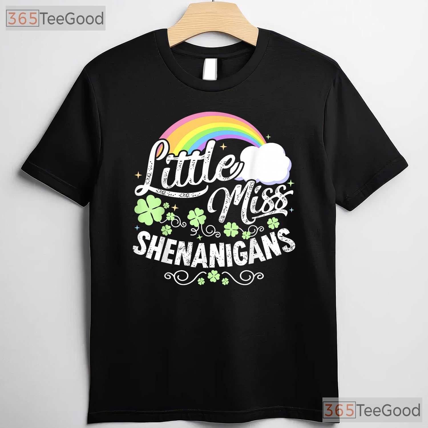 Little Miss Shenanigans St Patricks Day T-Shirt Cute Retro Toddler Girl Tee