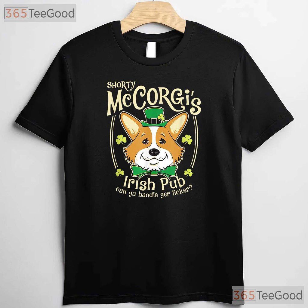 Shorty McCorgi Corgi St Patricks Day T-Shirt Funny Dog Lover Irish Pub Tee