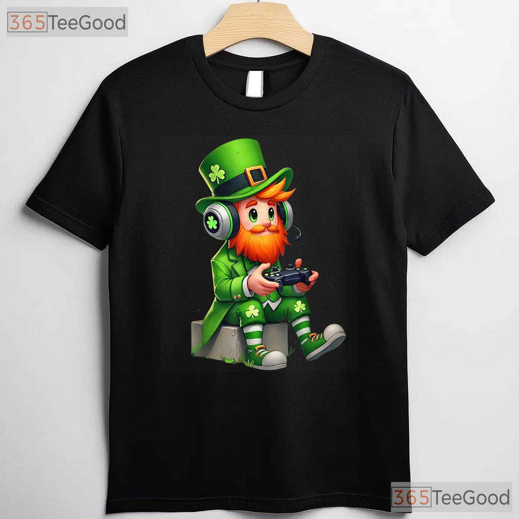 Video Game Leprechaun St Patricks Day T-Shirt Gamer Boys Controller Kids Tee
