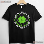 Born Lucky On March 17 St Patricks Day T-Shirt Birthday Boy Girl Kids Tee