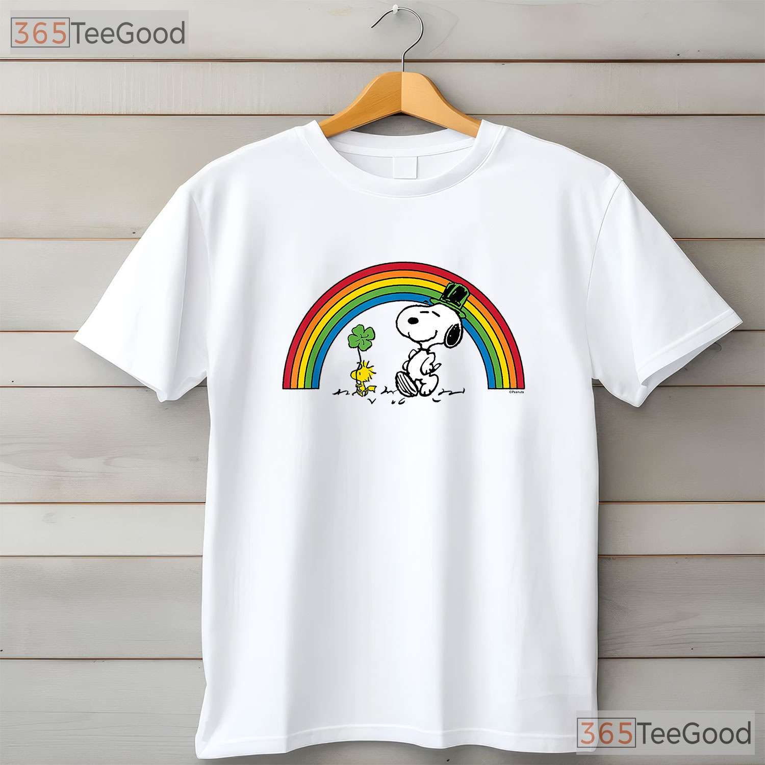 Peanuts Snoopy And Woodstock Rainbow St Patricks Day T-Shirt Cute Dog Tee