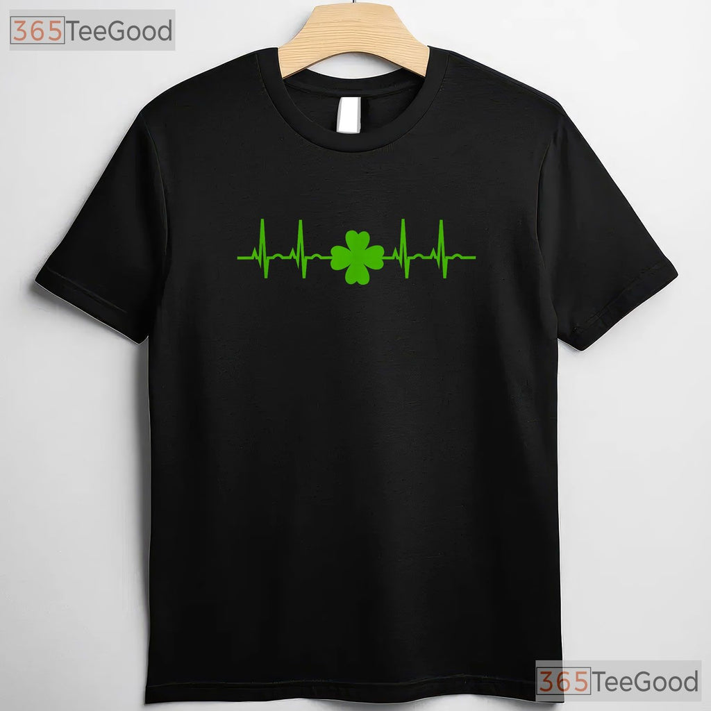 Nurse EKG Heartbeat Shamrock St Patricks Day T-Shirt RN Cardiac Medical Tee