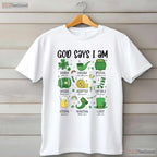 God Says I Am Irish Christian St Patricks Day T-Shirt Religious Kids Tee