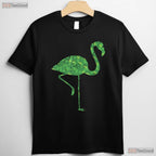 Pink Flamingo Shamrock St Patricks Day T-Shirt Cute Bird Animal Lover Tee