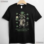 Feral And Prone To Shenanigans Raccoon St Patricks Day T-Shirt Trash Panda