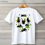 Black Cat With Shamrock St Patricks Day T-Shirt Cute Kitten Pet Lover Tee