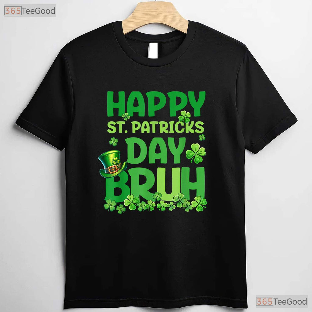 Bruh St Patricks Day T-Shirt Funny Teens Boys Kids Green Shamrock Meme Tee
