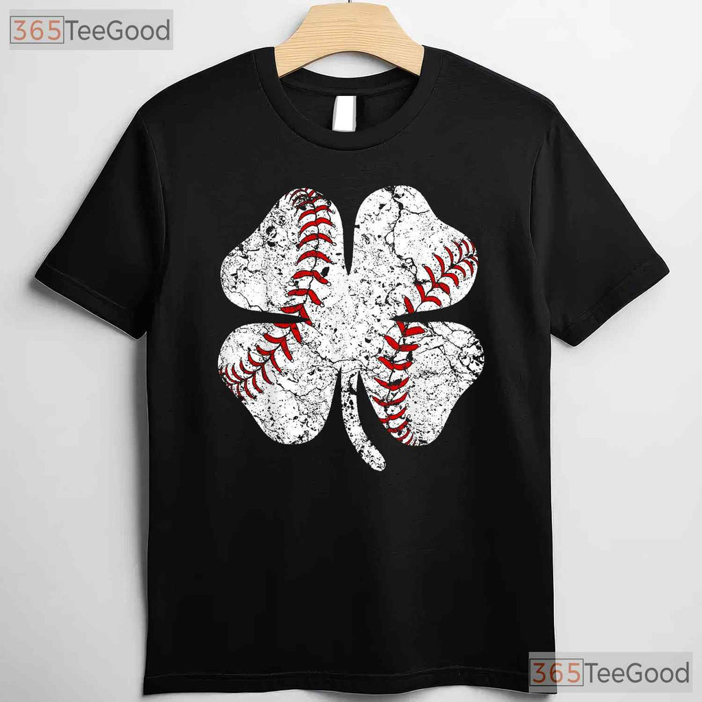 Baseball Shamrock St Patricks Day T-Shirt Sports Mom Dad Coach Player Tee