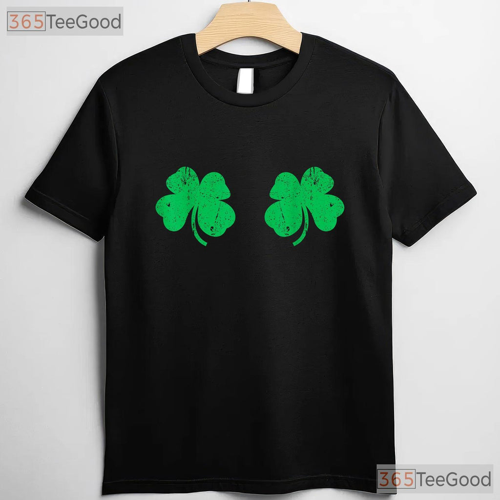 Shamrock Boobs St Patricks Day T-Shirt Funny Irish Boobies Adult Humor Tee