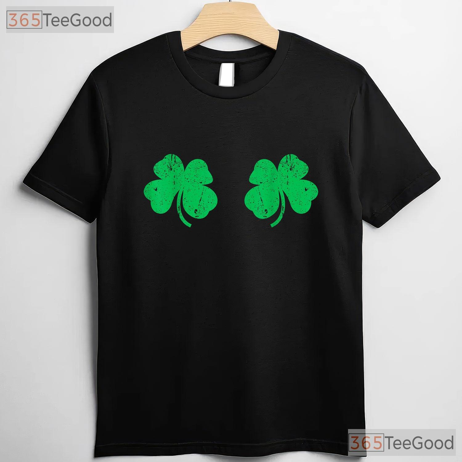 Shamrock Boobs St Patricks Day T-Shirt Funny Irish Boobies Adult Humor Tee