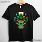 Irish Sugar Skull St Patricks Day T-Shirt Day Of The Dead San Patties Tee