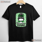 Shenanigans Squad Messy Bun St Patricks Day T-Shirt Women Girls Group Tee