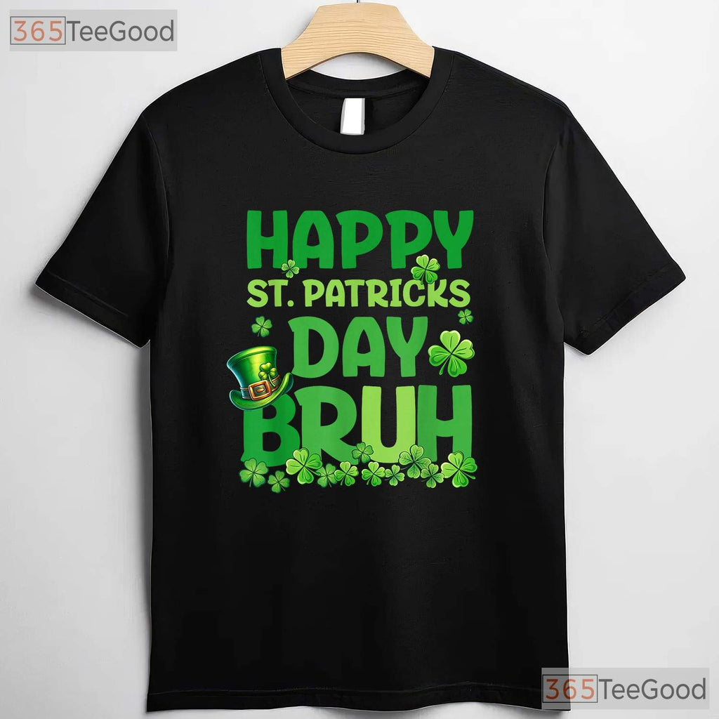 Bruh St Patricks Day T-Shirt Funny Teens Boys Kids Green Shamrock Meme Tee
