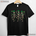 Dancing Skeleton Leprechaun St Patricks Day T-Shirt Funny Dead Inside Tee