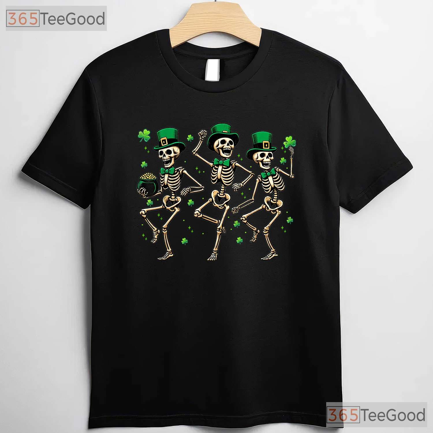 Dancing Skeleton Leprechaun St Patricks Day T-Shirt Funny Dead Inside Tee