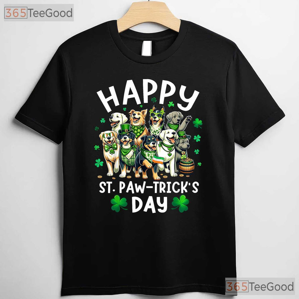Happy St Patricks Day Dog Puppy Lover T-Shirt Cute Kids Boys Girls Pet Tee